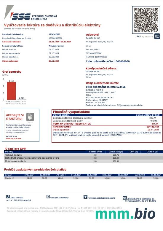 Słowacja Stredoslovenka Energetika rachunek za usługi komunalne szablon w formacie Word i PDF